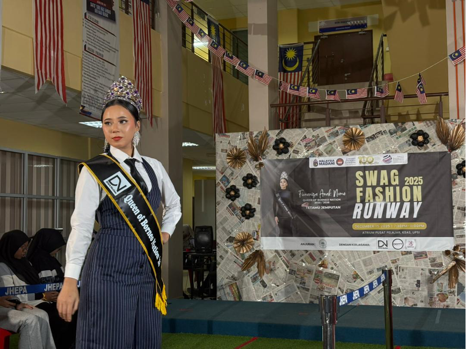 Special guest Queen of Borneo Nation 2025/26, Fionaniza Anak Nome, attending the Program SWAG Fashion Runway at UPSI. Photo: Tan Kai Xuan