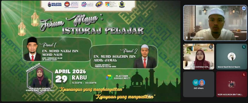 Sesi perkongsian berkaitan topik istidraj bersama panel jemputan.