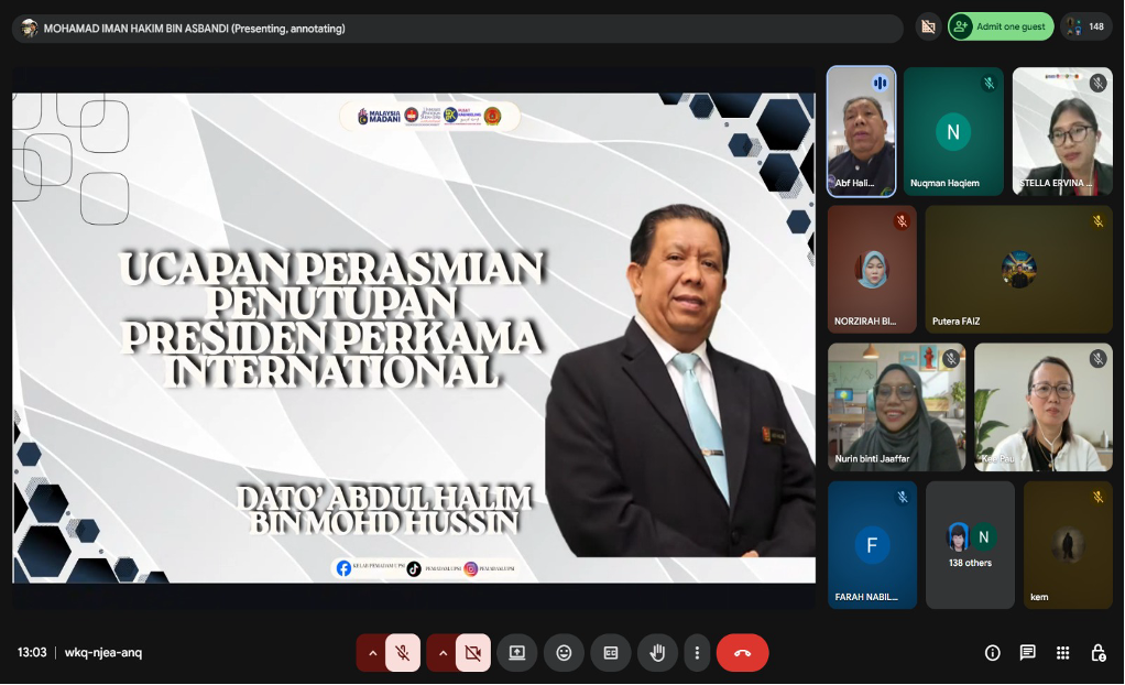 Ucapan Perasmian Penutupan oleh Presiden PERKAMA International Dato’ Abdul Halim Bin Mohd Hussin.