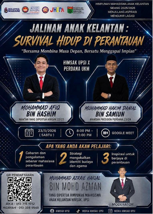 Poster Program Jalinan Anak Kelantan: Survival Hidup di Perantauan