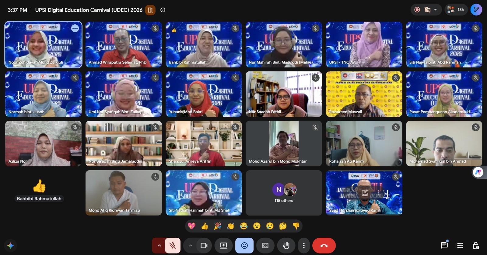 Barisan pengurusan universiti, jawatankuasa, peserta dan warga UPSI mengikuti Majlis Perasmian Penutup UDEC2026 yang berlangsung secara dalam talian